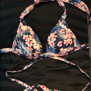 floral tie around the waist push up bikini top